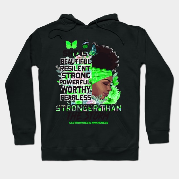 Gastroparesis awareness black girl she is beautiful stronger than storm Support Gift Hoodie by Benjie Barrett